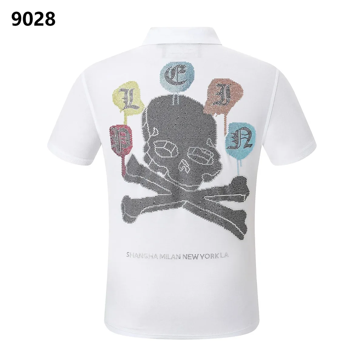 Other Skull Print Polo Shirt 10 White/Black Multi White - 1