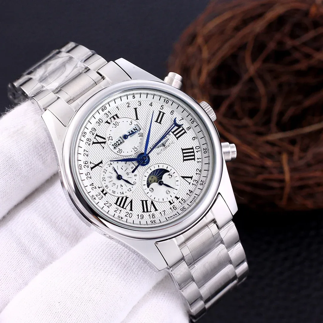 Other Silver Case with Roman White Dial Steel Strap Watch Silver - 1