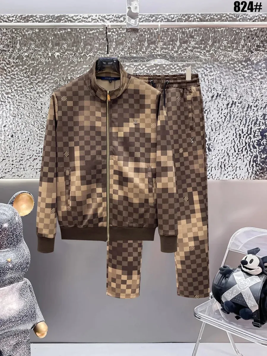 Louis Vuitton Louis Vuitton Monogram Brown Beige Check Tracksuit Brown
