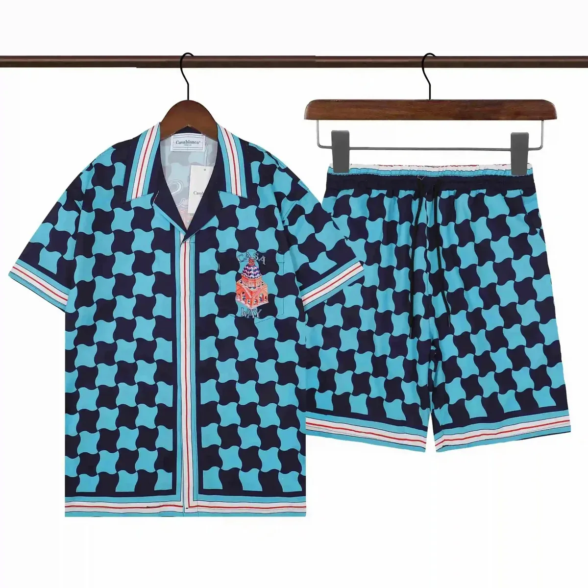 Casablanca Cashblance Geometric Print Set - Blue & Navy Blue - 1