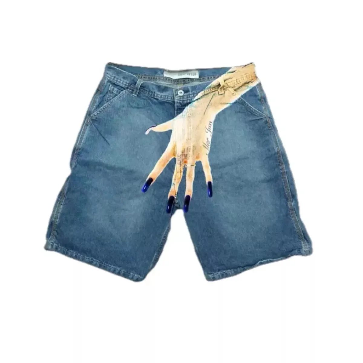 Other D34 Light Blue Graphic Denim Shorts Blue - 1