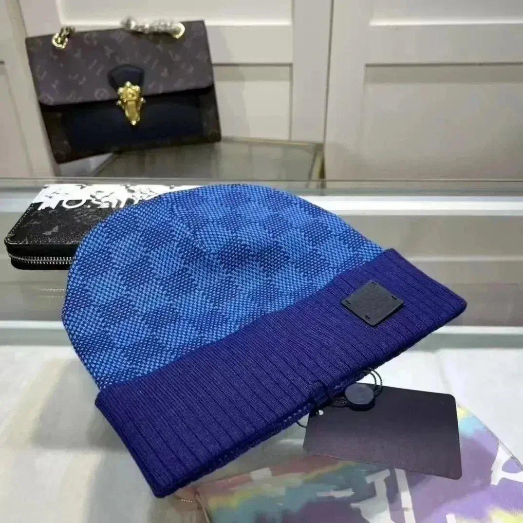 Louis Vuitton Blue Plaid Beanie Hat