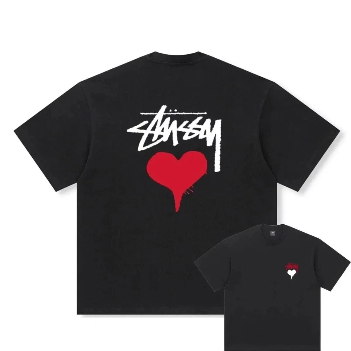 Stussy Stussy Heart Logo Black T-Shirt Black - 1