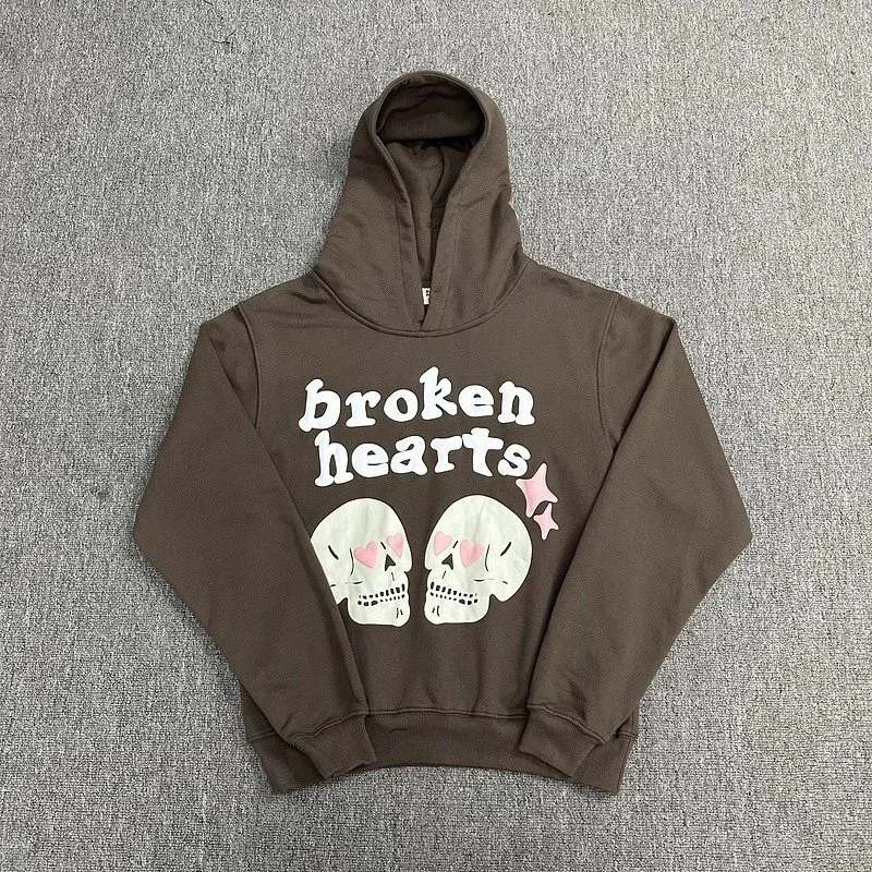Other Unisex Broken Hearts Hoodie Brown Brown - 1