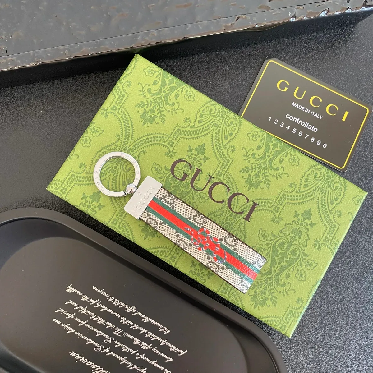 Gucci Gucci Key Fob Green Stripe Accessory Green - 1
