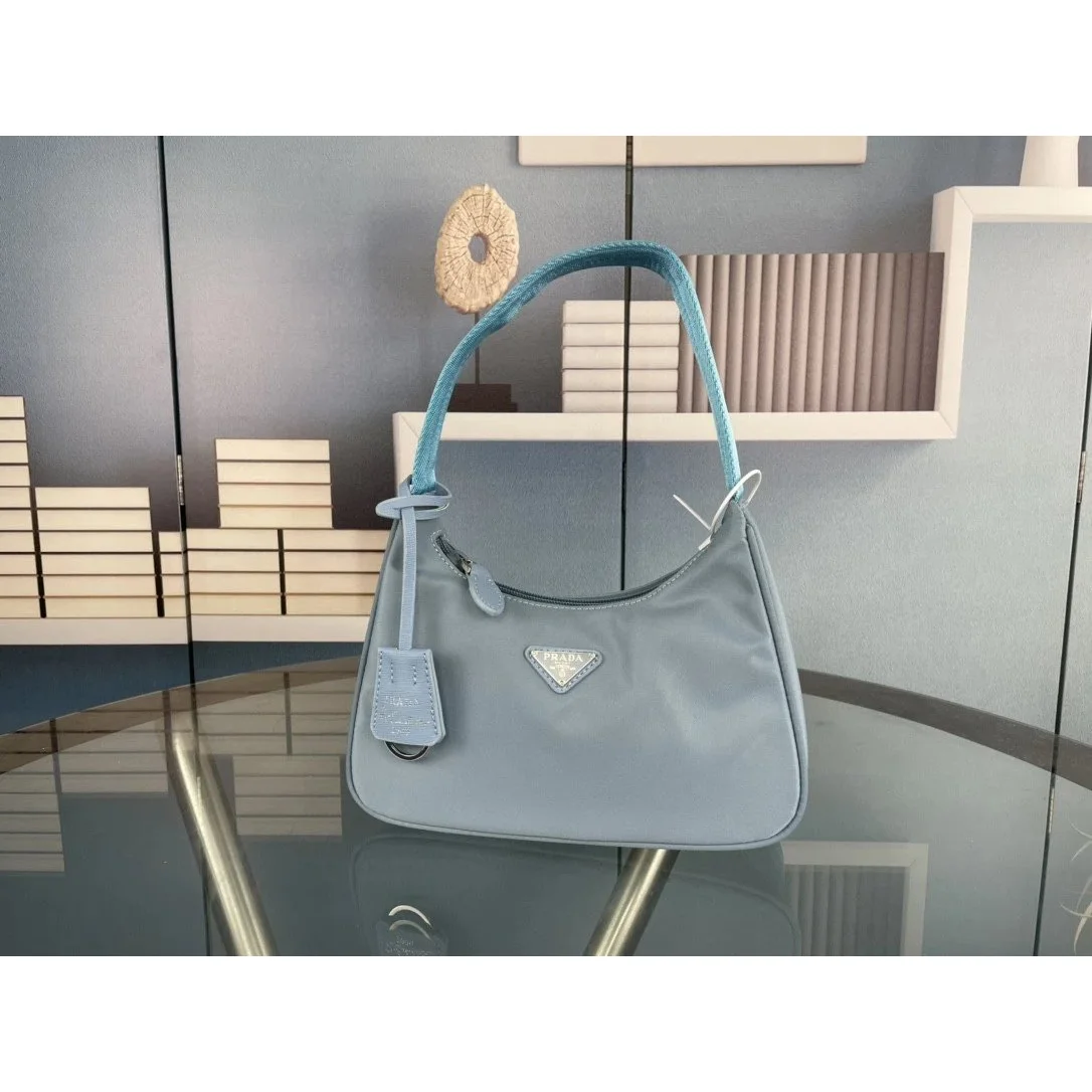 Prada Prada Re-Nylon Light Blue Nylon Shoulder Bag Blue - 1