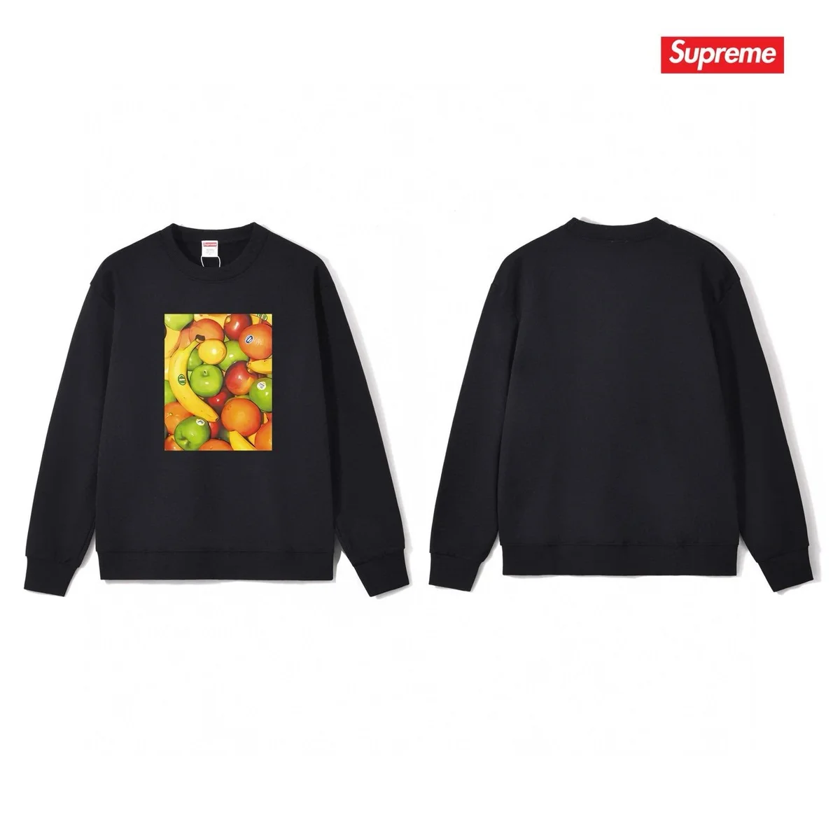 Supreme Supreme Fruit Print Crewneck Sweatshirt Black Black - 1