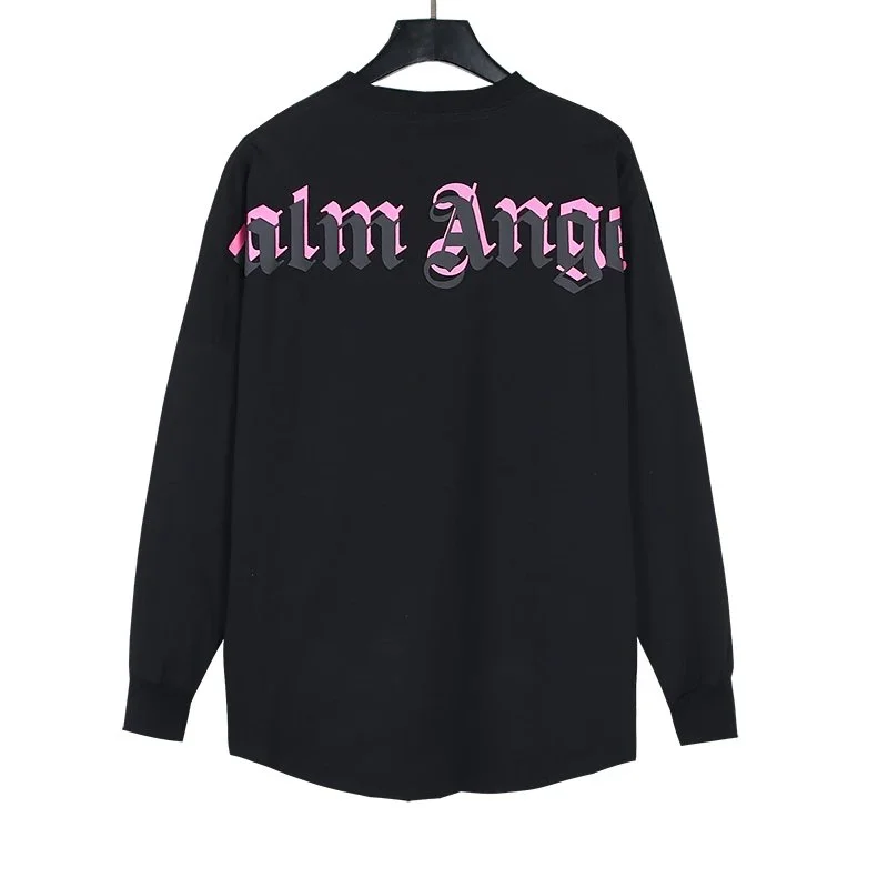 Palm Angels Palm Angels Black/Pink Logo Long Sleeve T-Shirt Black - 1