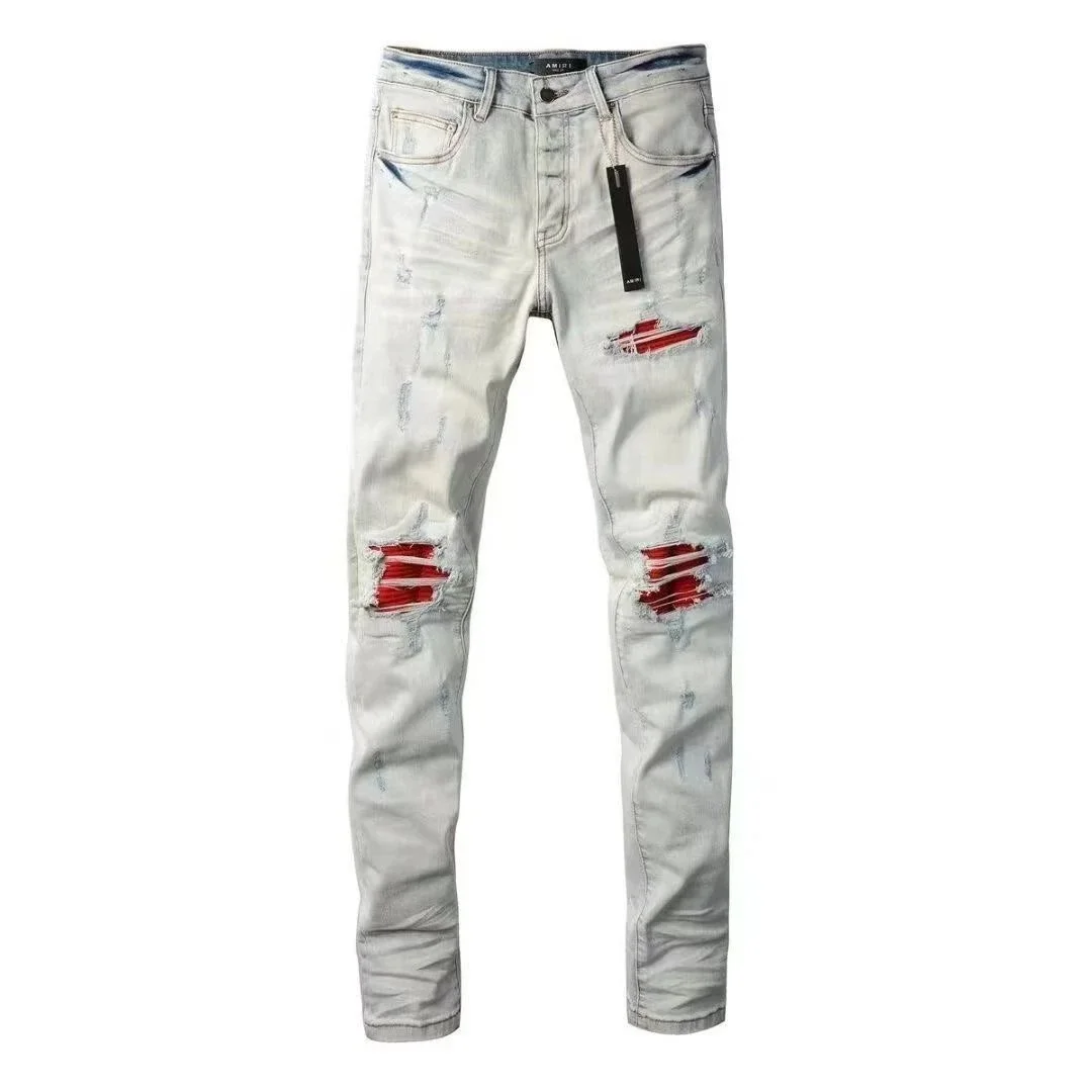 Amiri Amiri Bleached Red Patch Jeans Blue