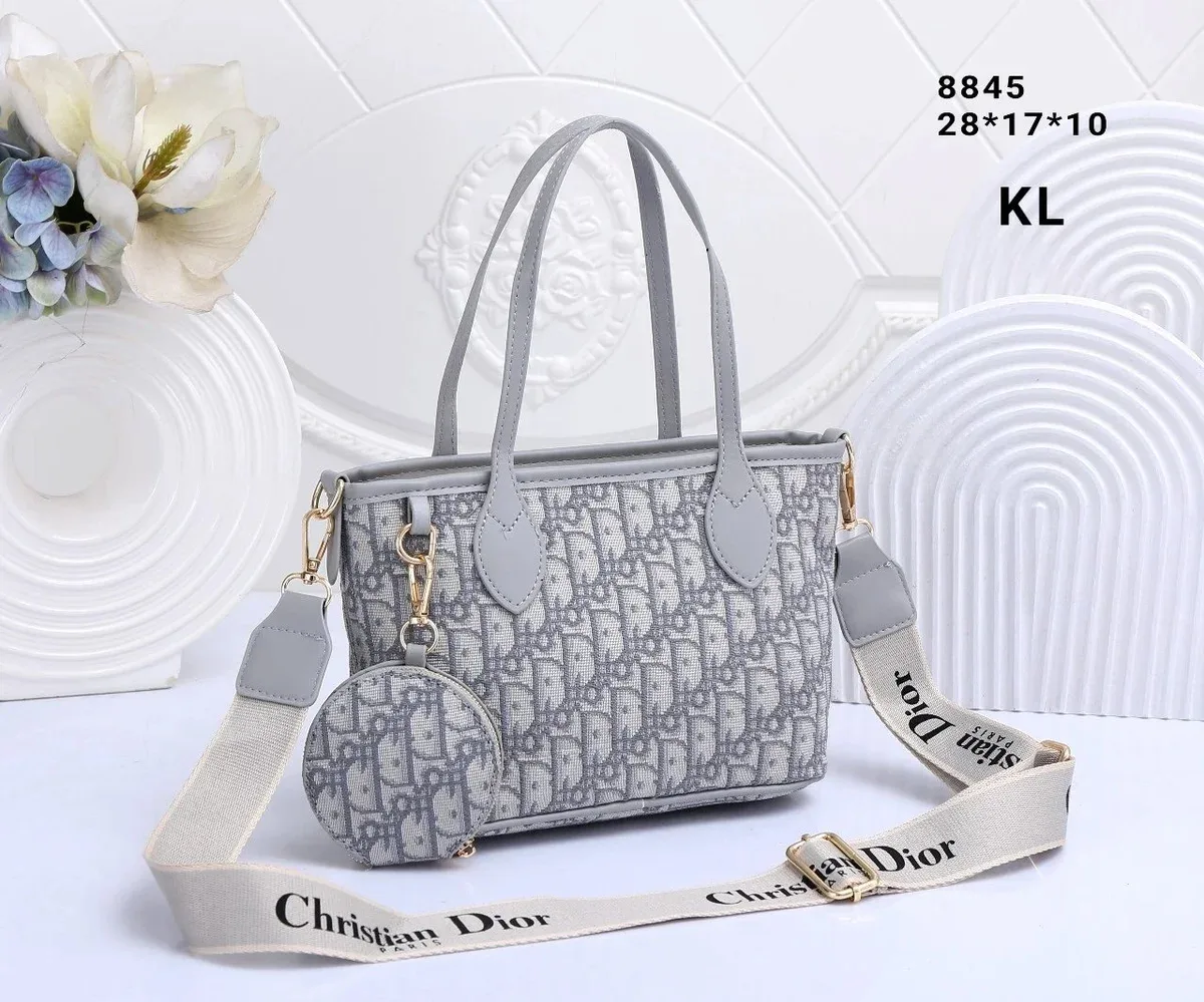 Dior Dior Lady Dior Monogram Canvas Tote Bag Grey Grey - 1