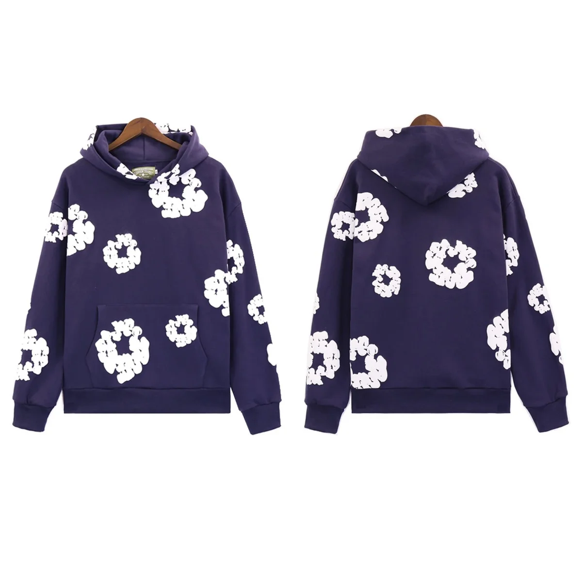 Other Deep Navy Floral Hoodie Sweatshirt Navy - 1