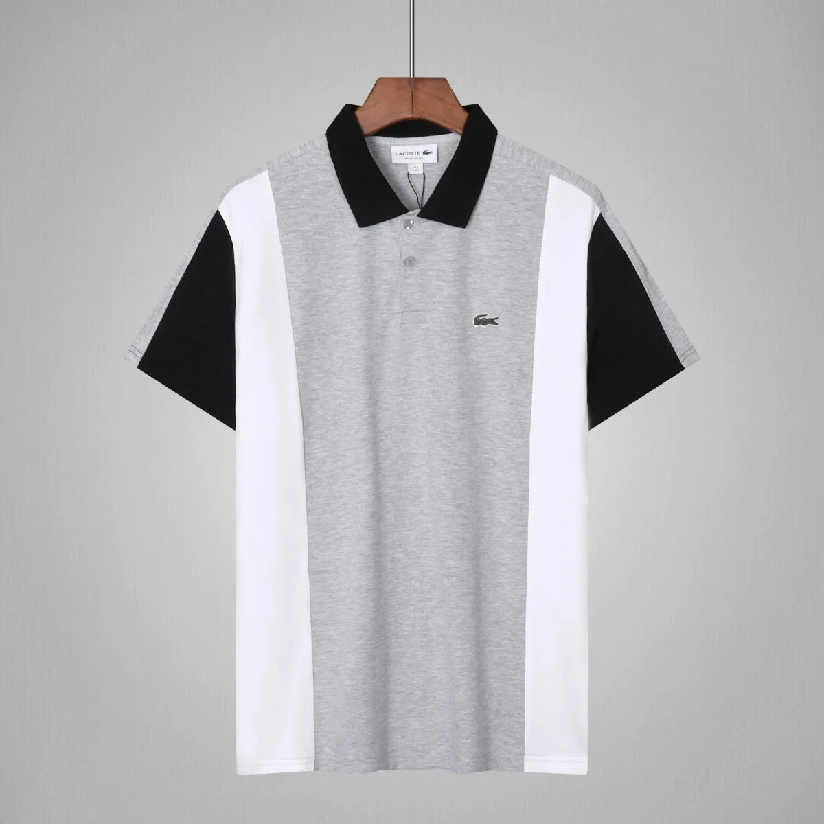 Lacoste Lacoste L.12.12 Grey/White/Black Colorblock Polo Shirt Grey