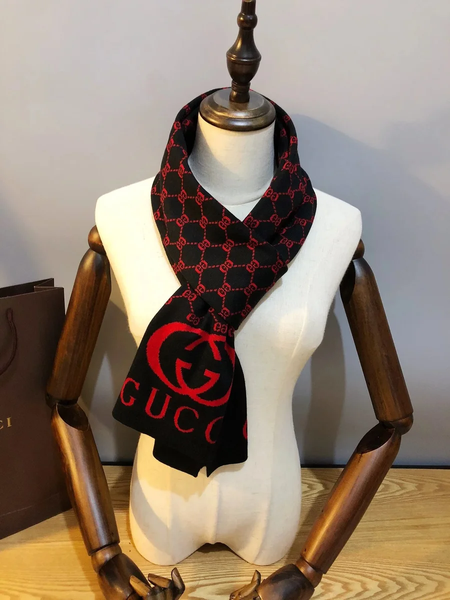 Gucci Gucci GG Monogram Scarf Black/Red Black