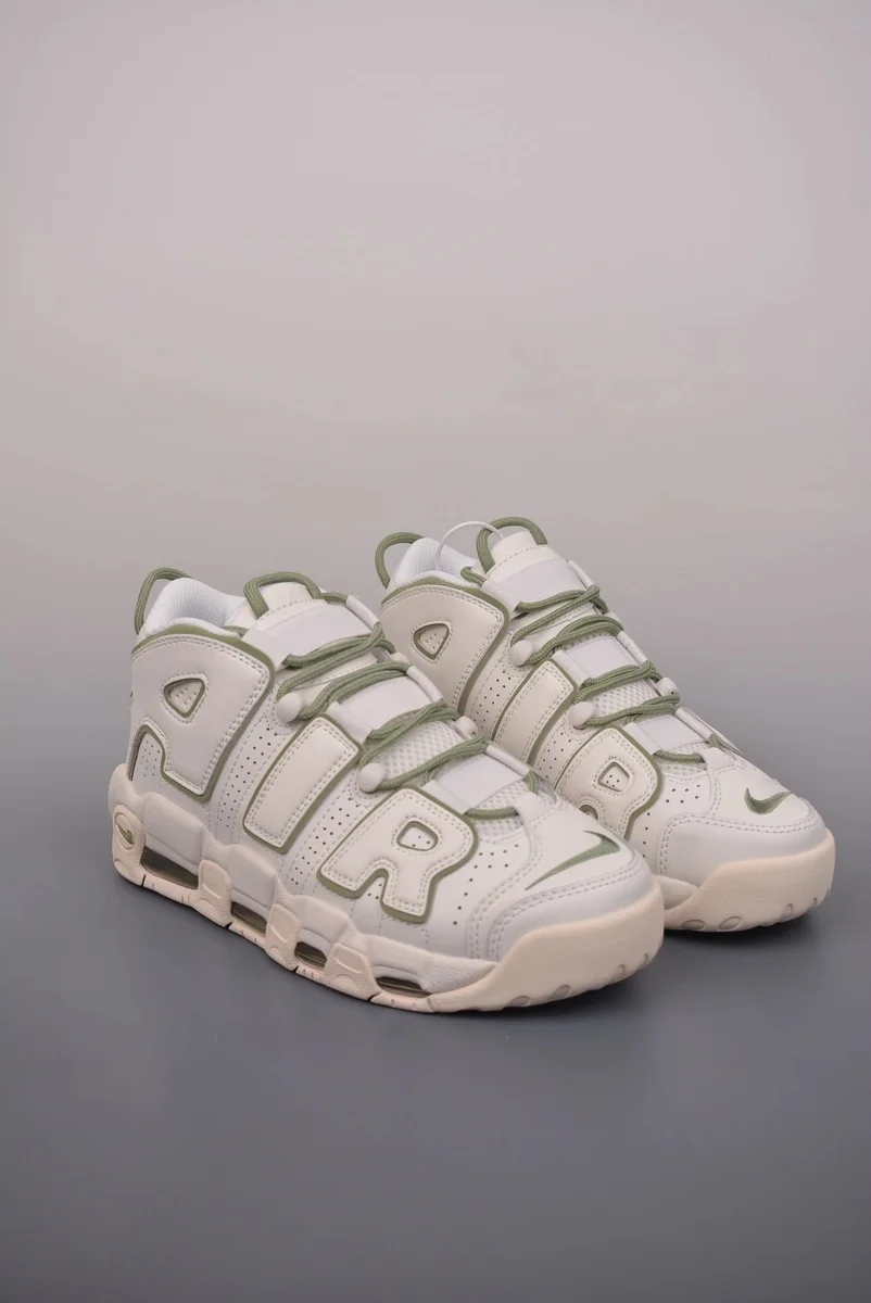 Nike Nike Air More Uptempo White/Olive Green Sneakers White
