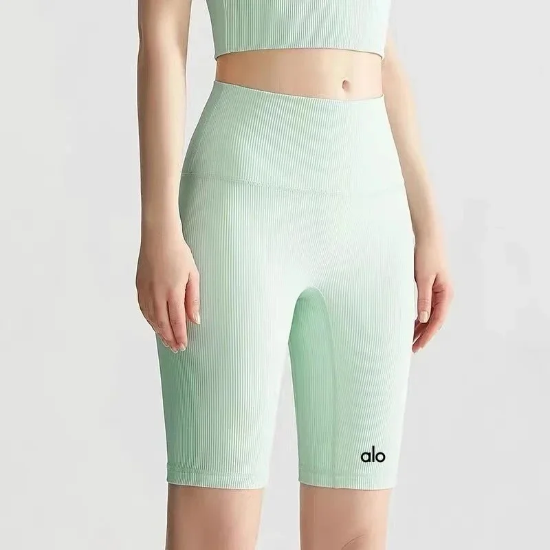 Alo Yoga Alo Ribbed Bike Shorts Mint Green Green - 1