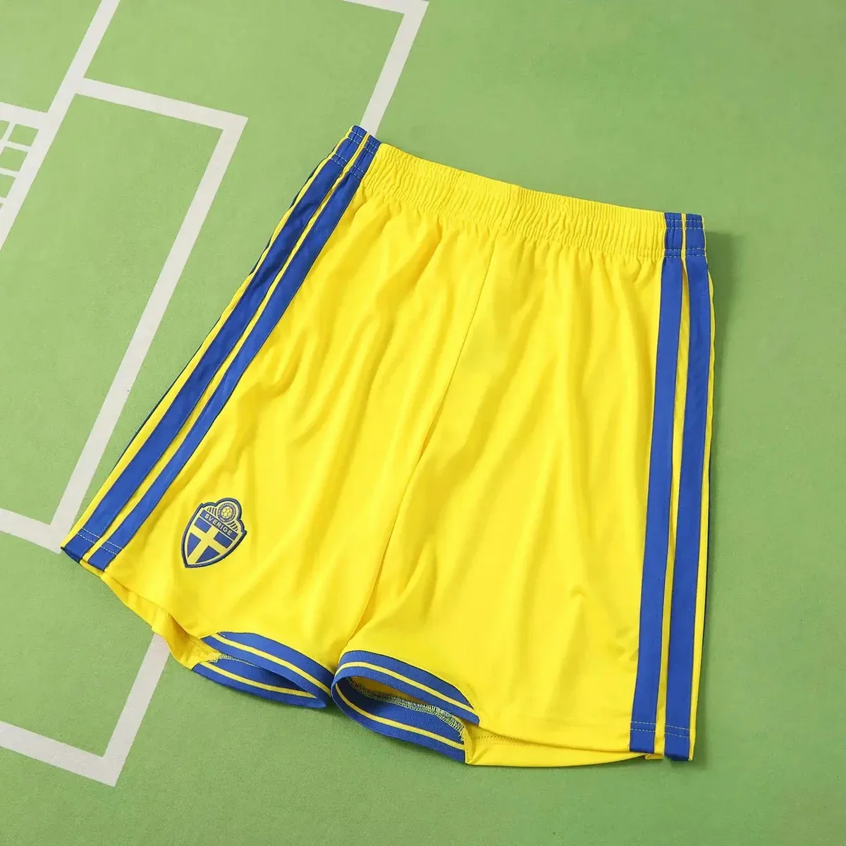 Other Yellow Blue Striped Soccer Shorts Yellow - 1