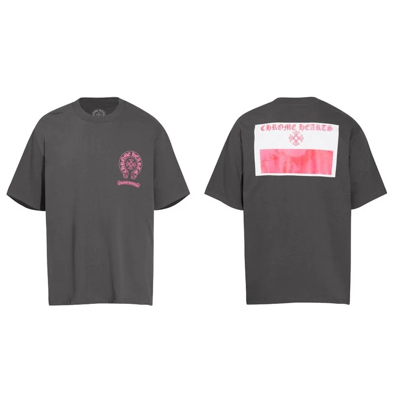 Chrome Hearts Chrome Hearts Pink Cross T-Shirt Grey - 1