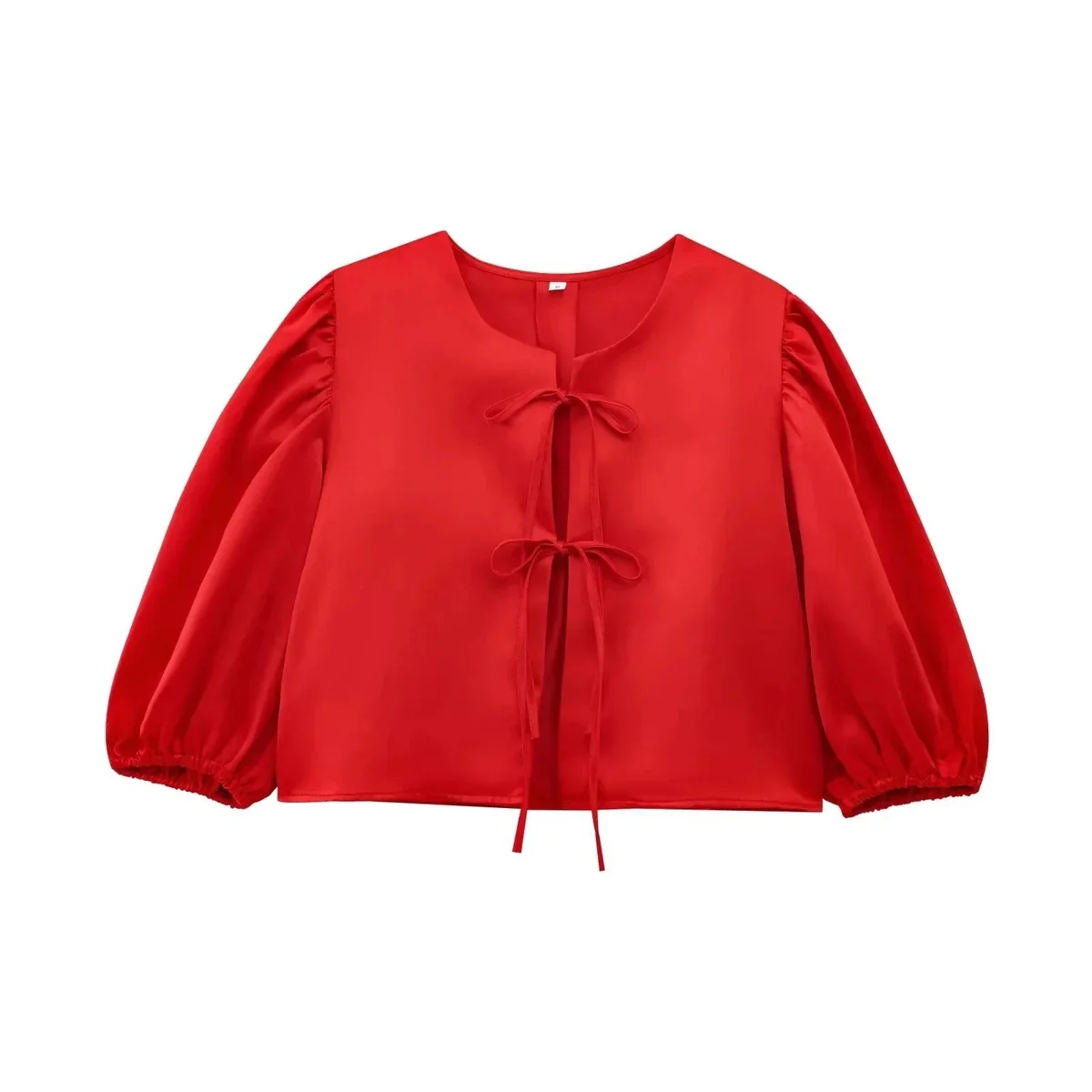 Other Red Bow Tie Detail Blouse Top Red - 1