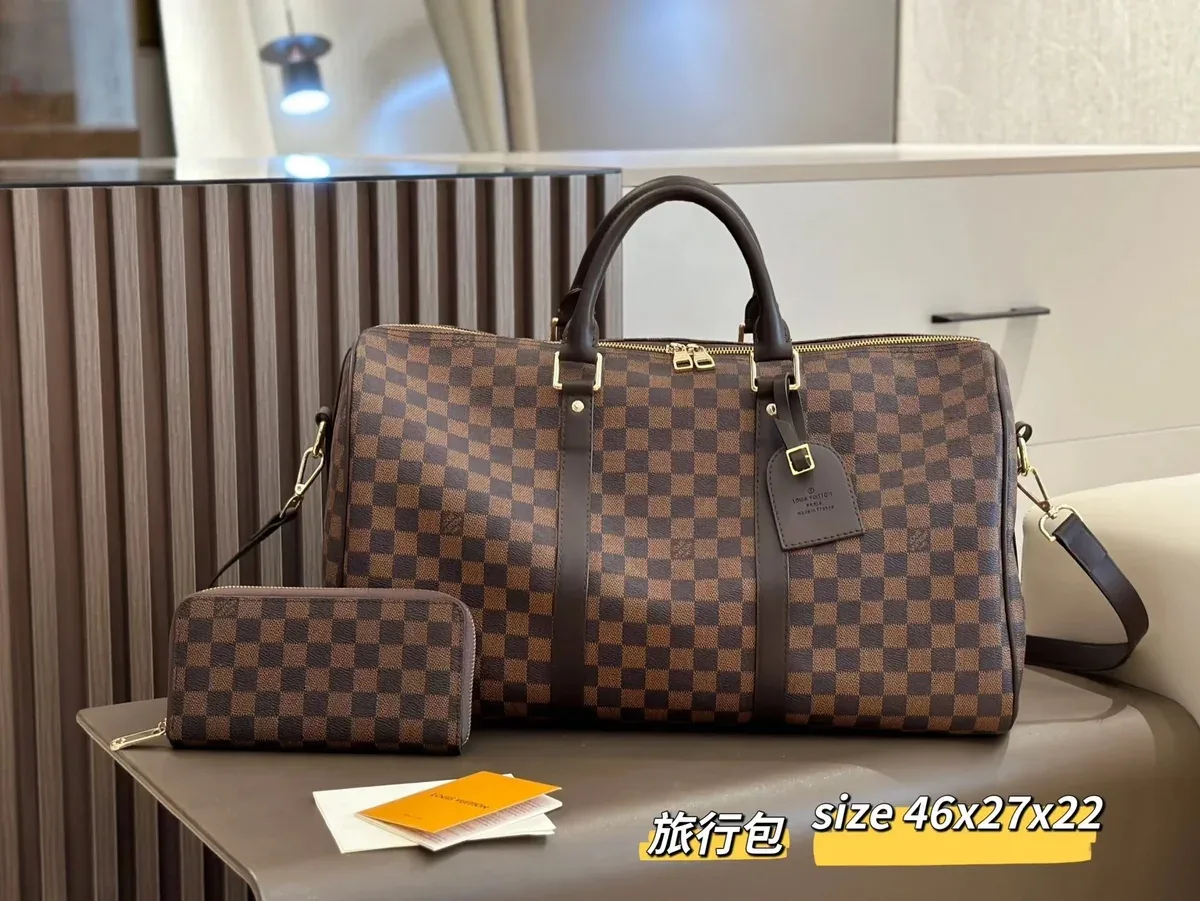 Louis Vuitton Louis Vuitton Keepall Damier Travel Bag Set with Wallet Brown
