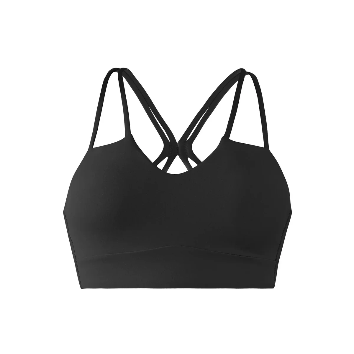 Other Black Solid Sports Bra Crop Top Black - 1