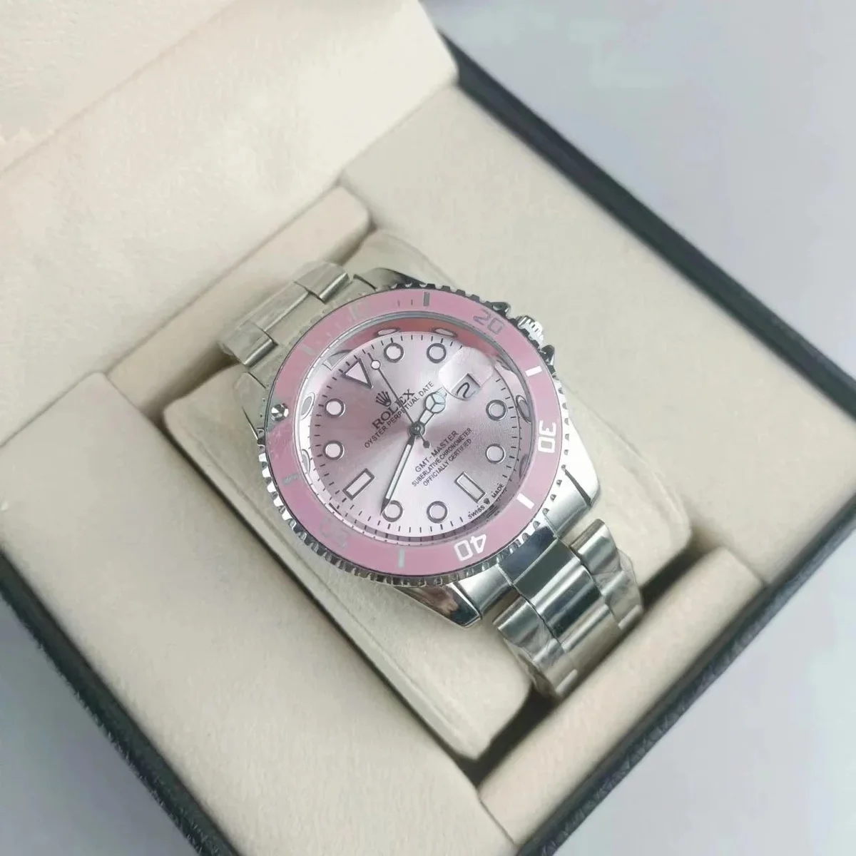 Rolex Rolex Oyster Perpetual GMT-Master II Pink Dial Stainless Steel Watch Pink - 1