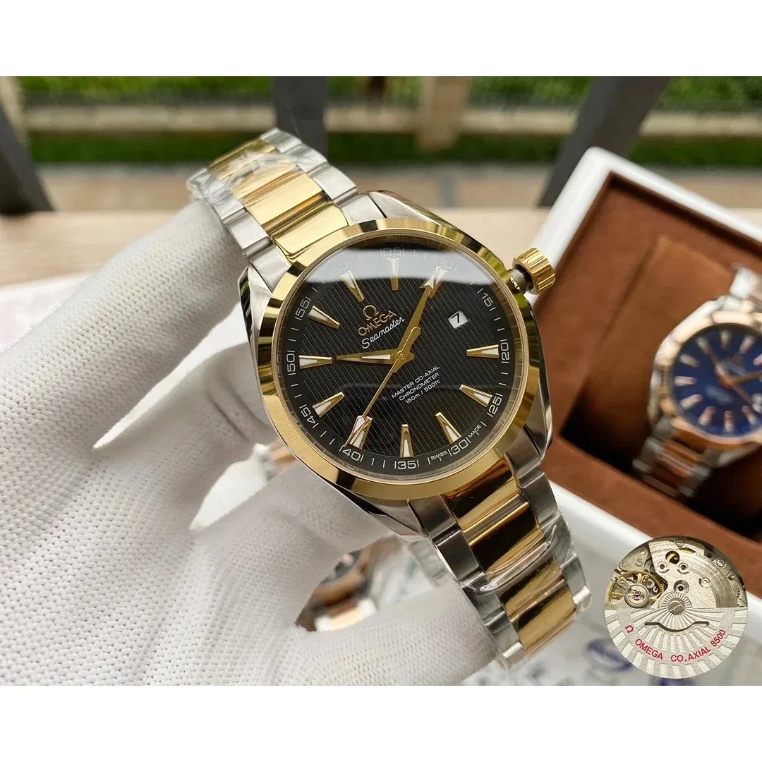 Omega Omega Seamaster Master Co-Axial间黄金色壳·黑盘钢带 Watch Gold - 1