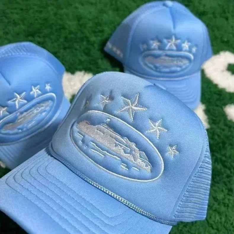 Other Blue Embroidered Trucker Hat Headwear Blue - 1