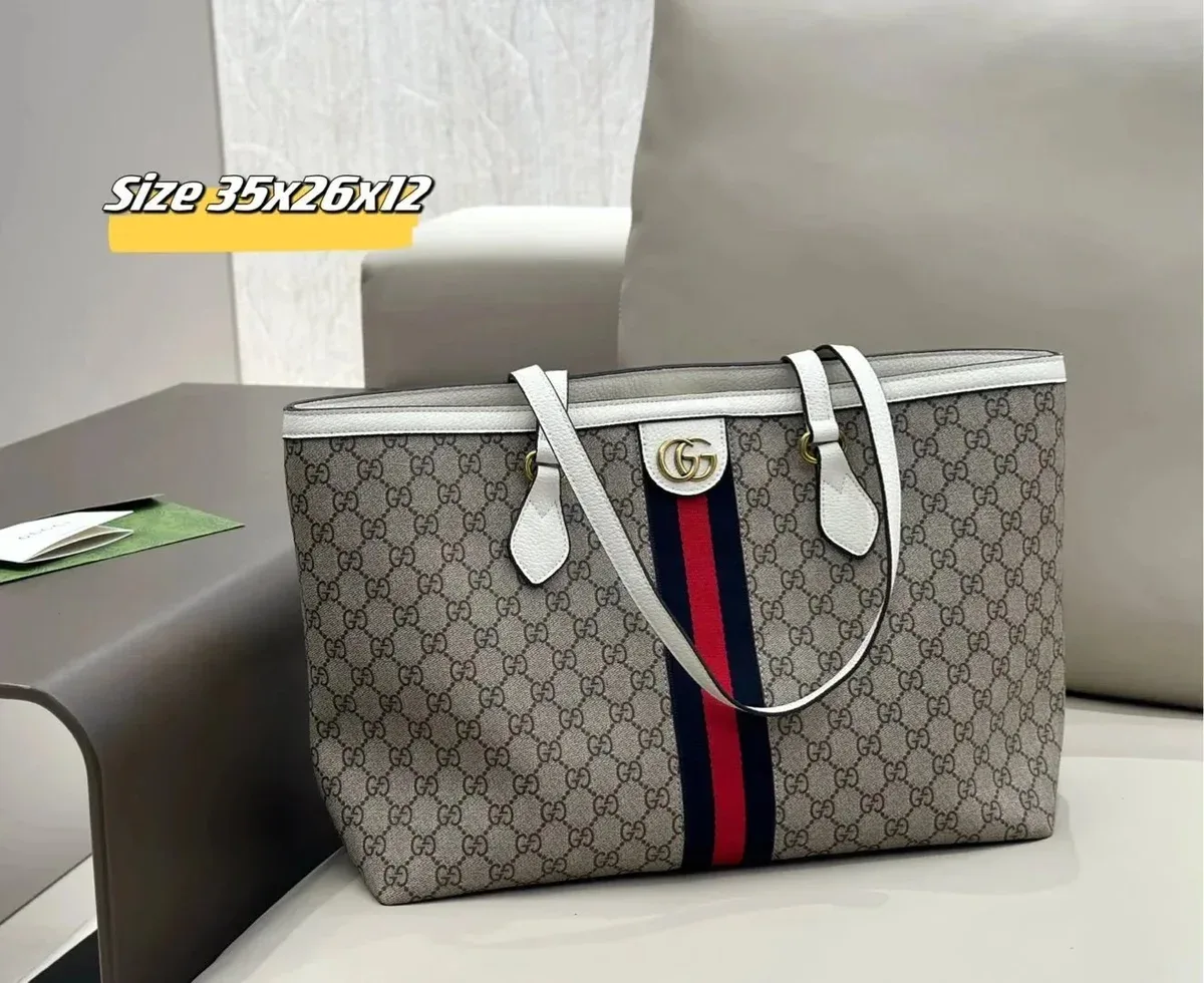 Gucci Gucci GG Supreme Web Stripe Tote Bag Grey - 1