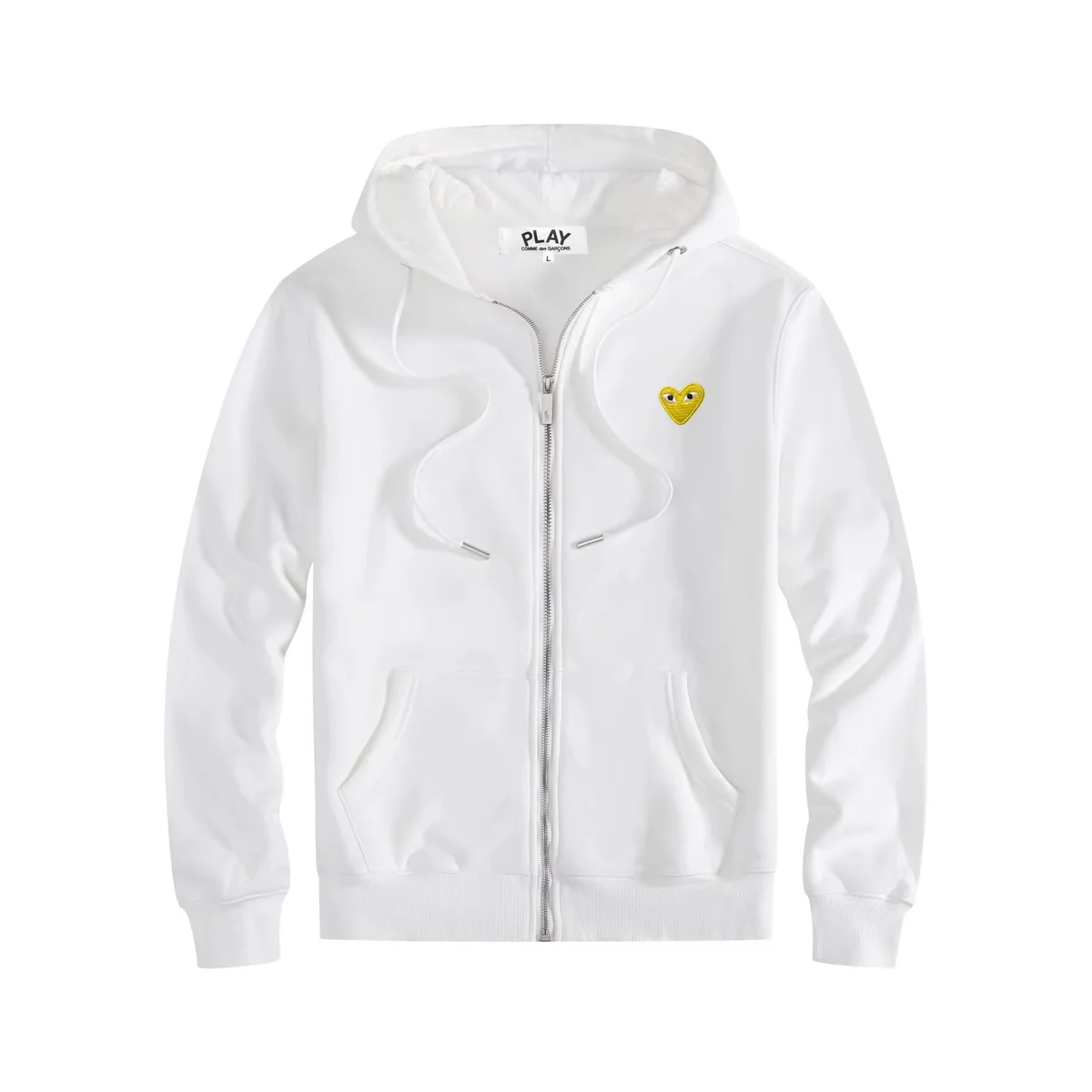 Comme des Garçons Comme des Garçons Play Zip Hoodie White with Yellow Heart White - 1