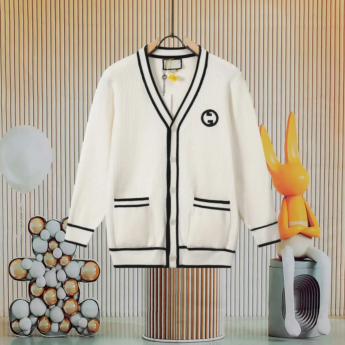 Gucci Gucci Interlocking G White/Black Trim Cardigan White