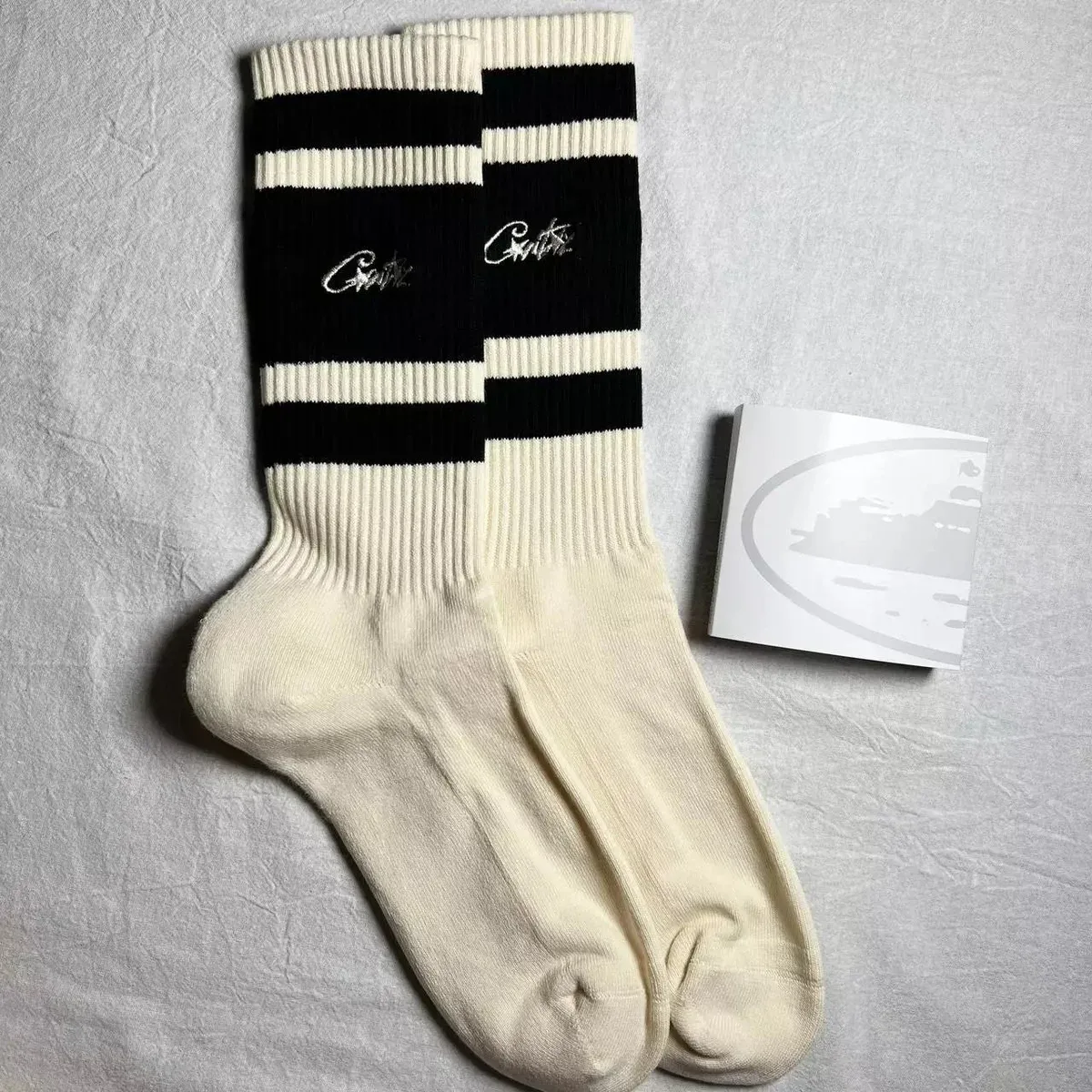 Other Gentle CO Stripe Socks Cream/Black Socks Cream - 1