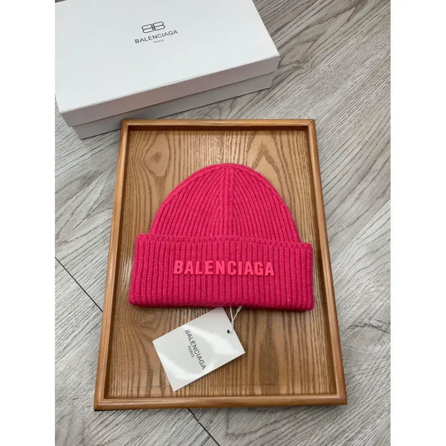 Balenciaga Balenciaga Pink Logo Beanie Headwear Pink - 1