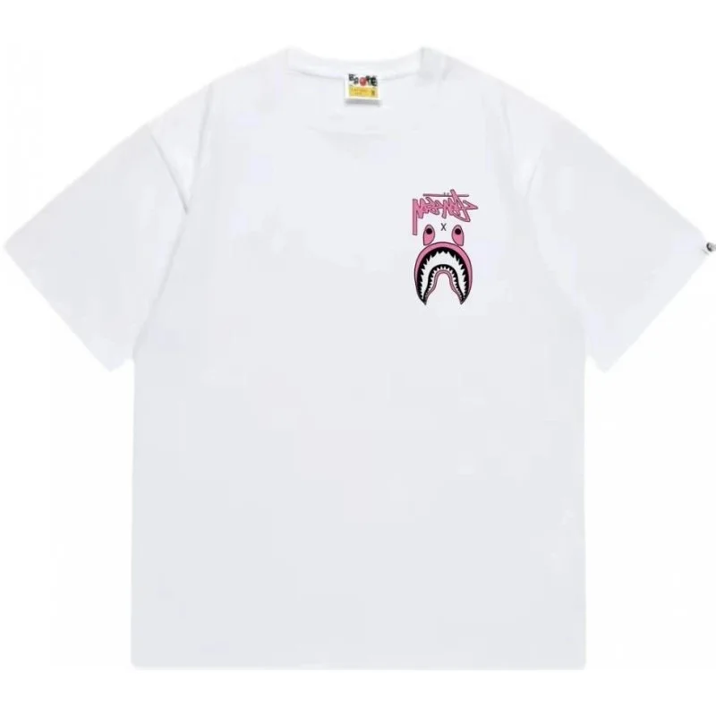 A Bathing Ape A Bathing Ape BAPE STA White Pink Shark T-Shirt White - 1