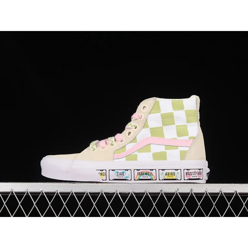 Vans Vans Sk8-Hi Checkerboard Pink & Green Sneakers Green - 1