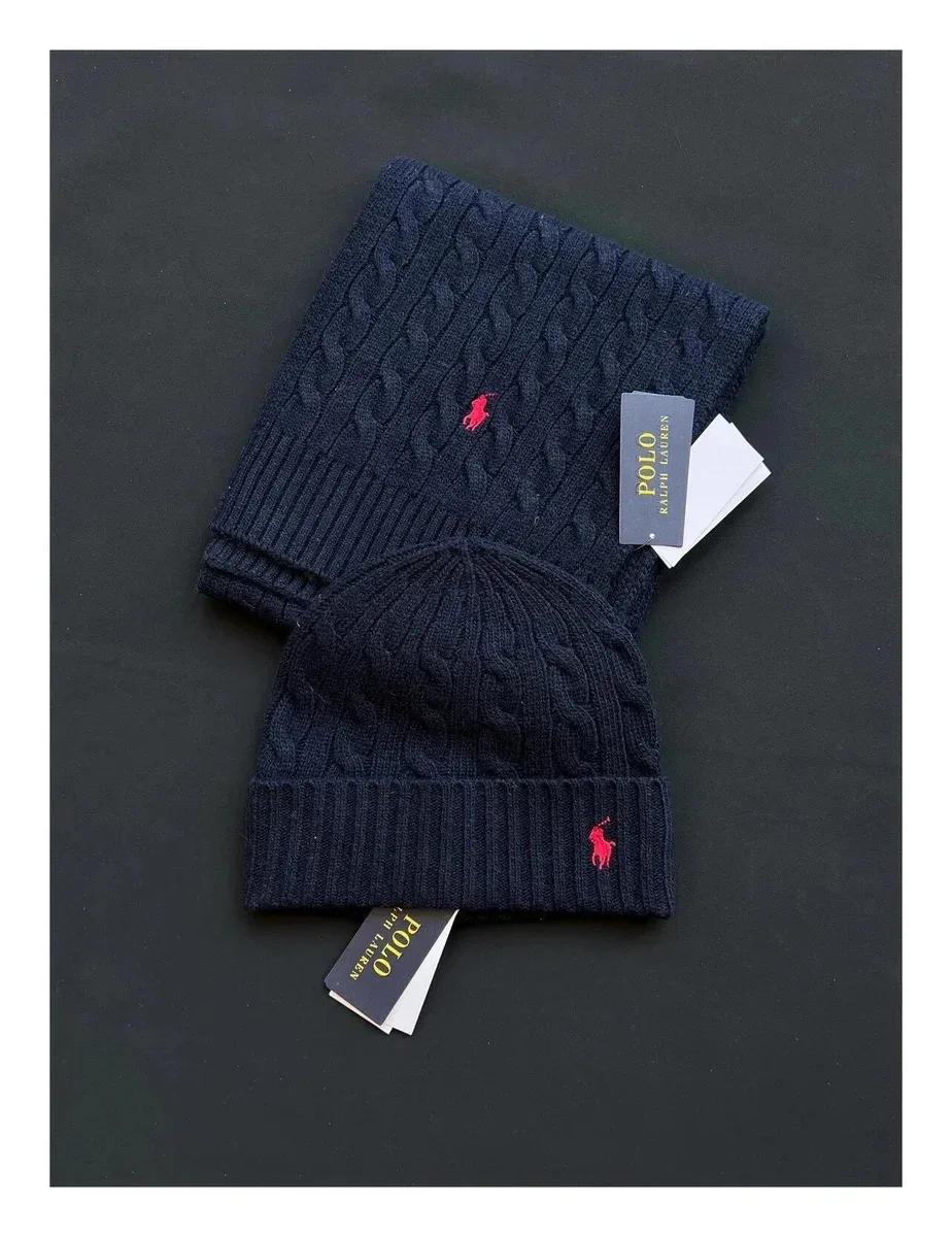 Polo Ralph Lauren Polo Ralph Lauren Navy Red Pony Beanie & Scarf Set Navy - 1