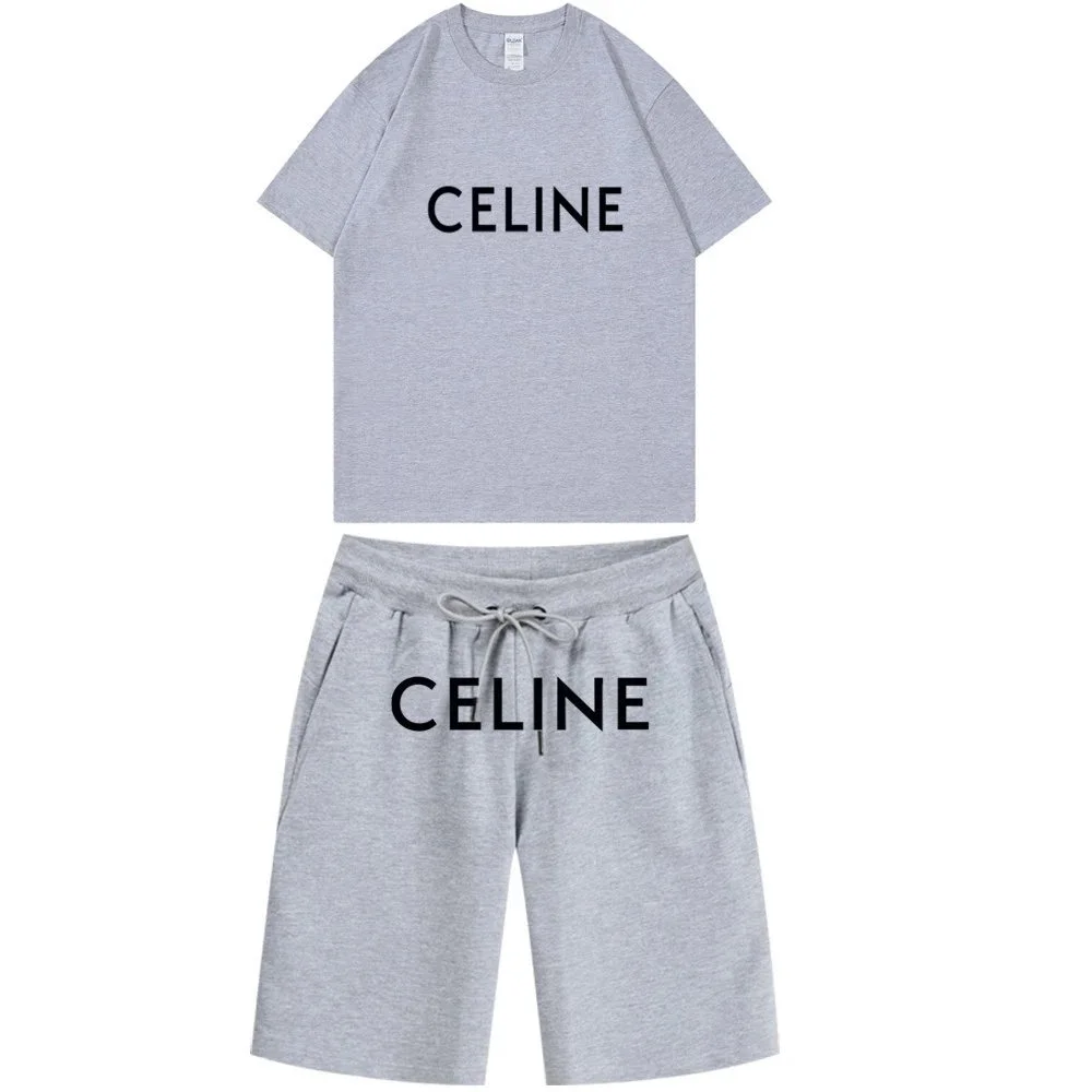 Celine Celine Heather Grey/Black Logo Co-ord Set Grey