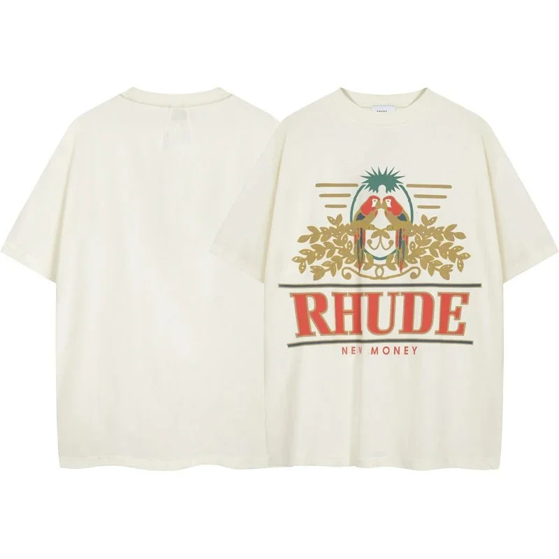 Rhude Rhude New Money White Parrot Floral T-Shirt White - 1