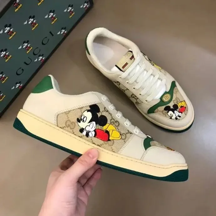 Gucci Gucci Mickey Mouse Embroidered Sneakers White/Green White - 1