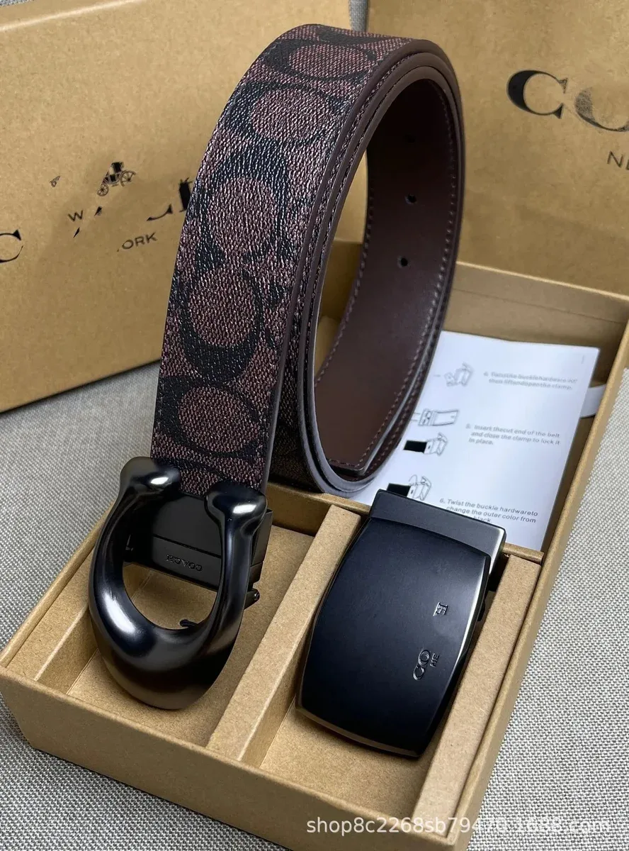 Coach Coach Coffee Large C Buckle Belt Brown - 1