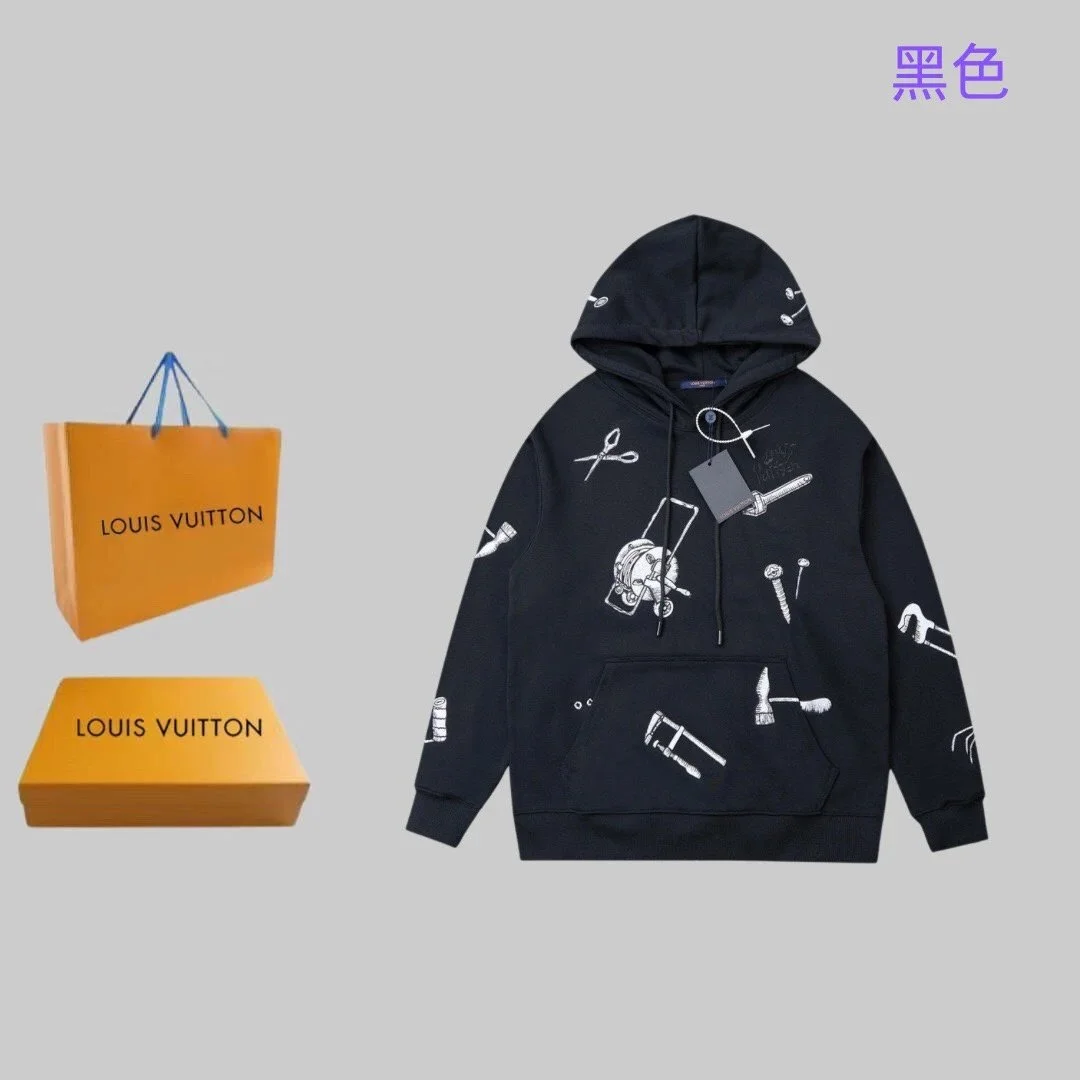 Louis Vuitton Louis Vuitton Tool Print Black Hoodie Black