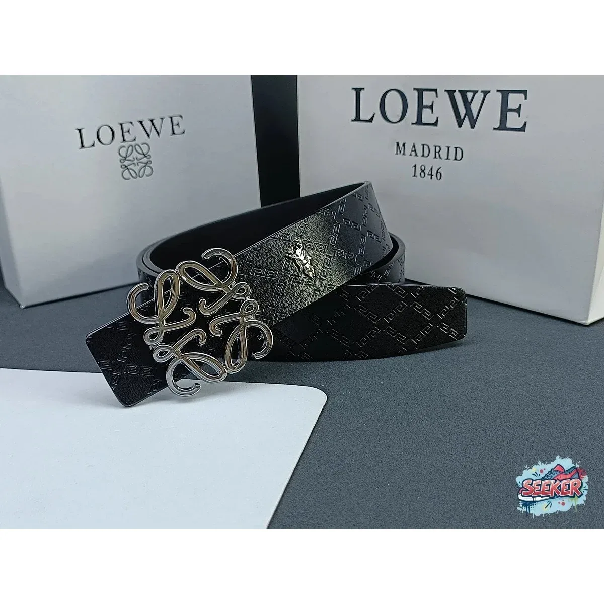 Loewe Loewe Black Anagram Belt Black - 1