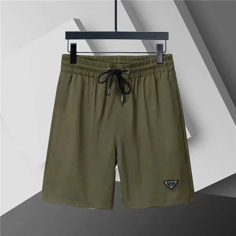 Prada Prada Triangle Logo Olive Green Shorts Green