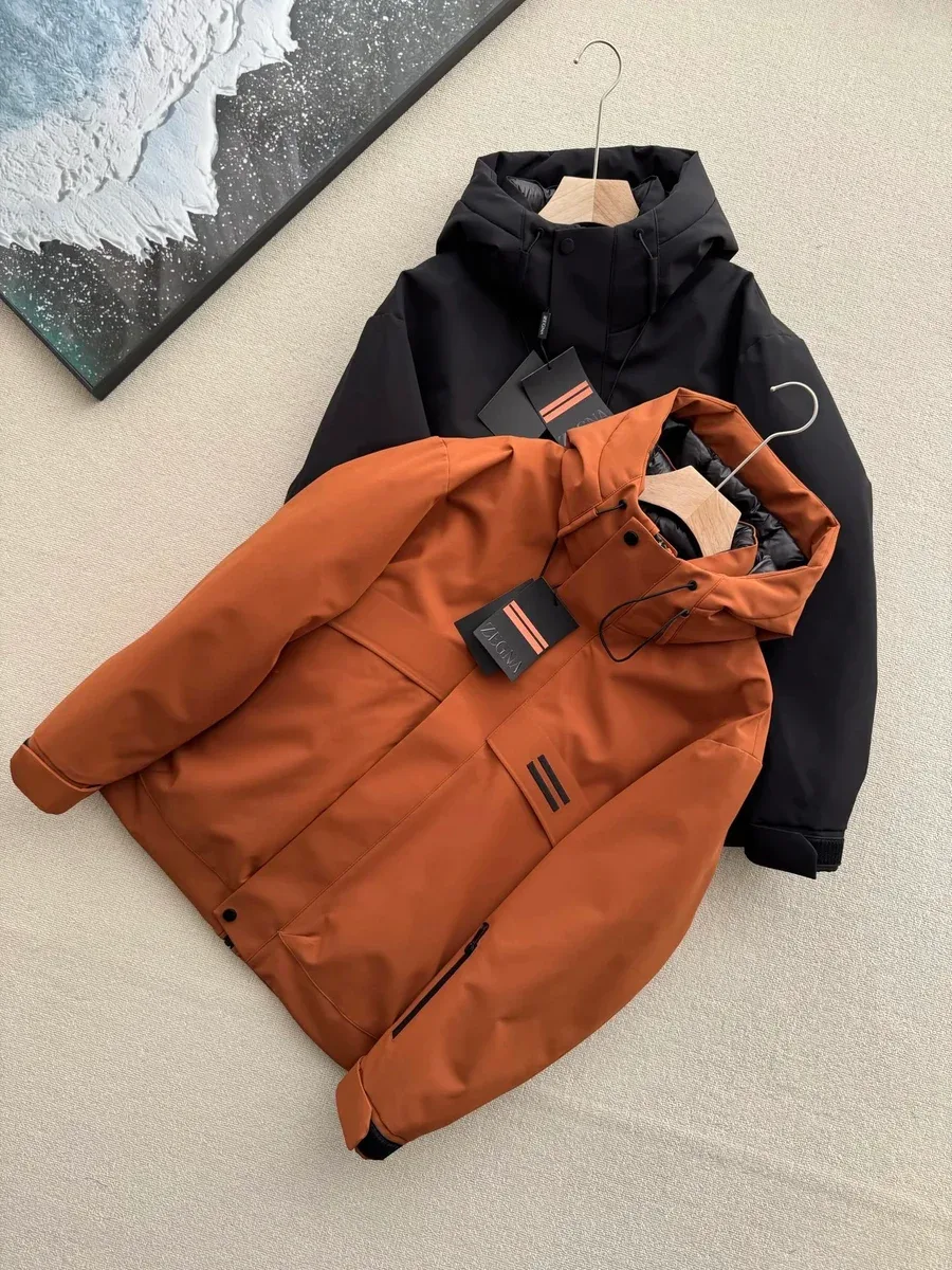 Other Unisex Zegona Hooded Parka Jacket Black & Brown Brown - 1