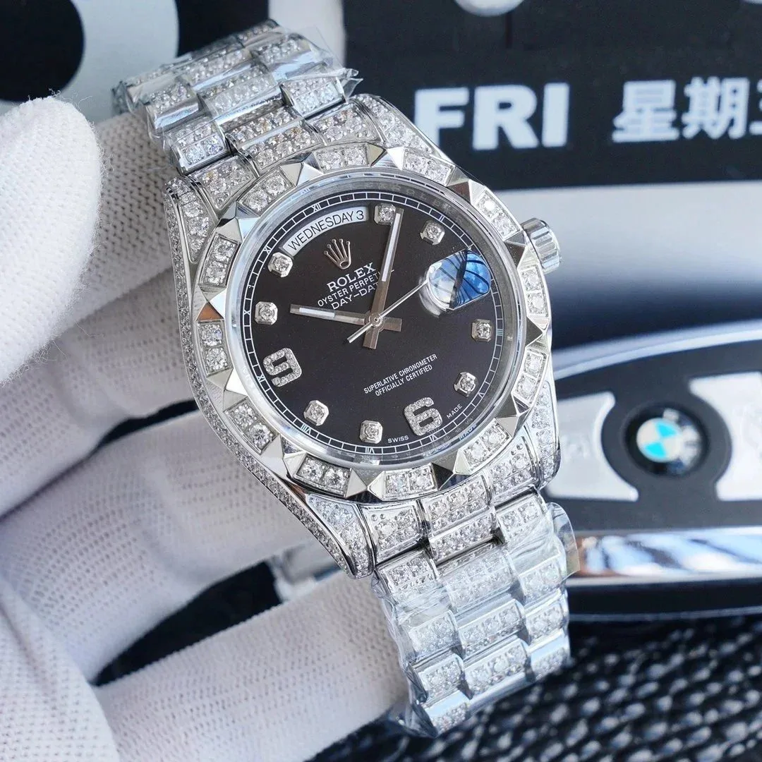Rolex Rolex Day-Date Black Diamond Watch Black