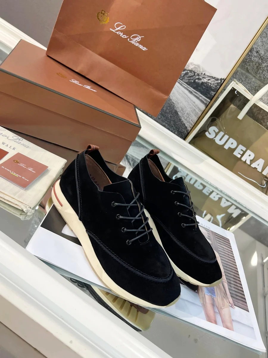 Loro Piana Loro Piana Summer Chrome Walk Black Suede Sneakers Black - 1