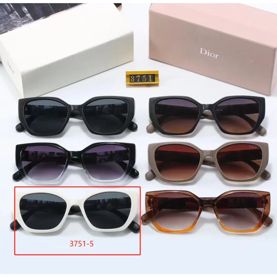 Dior Dior Lady Dior 3751-5 White Frame Black Lens Sunglasses White - 1