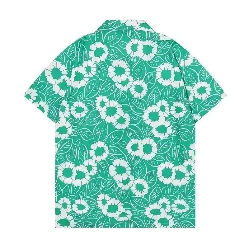 Other Unknown Brand Floral Print Short Sleeve Shirt Green - 1