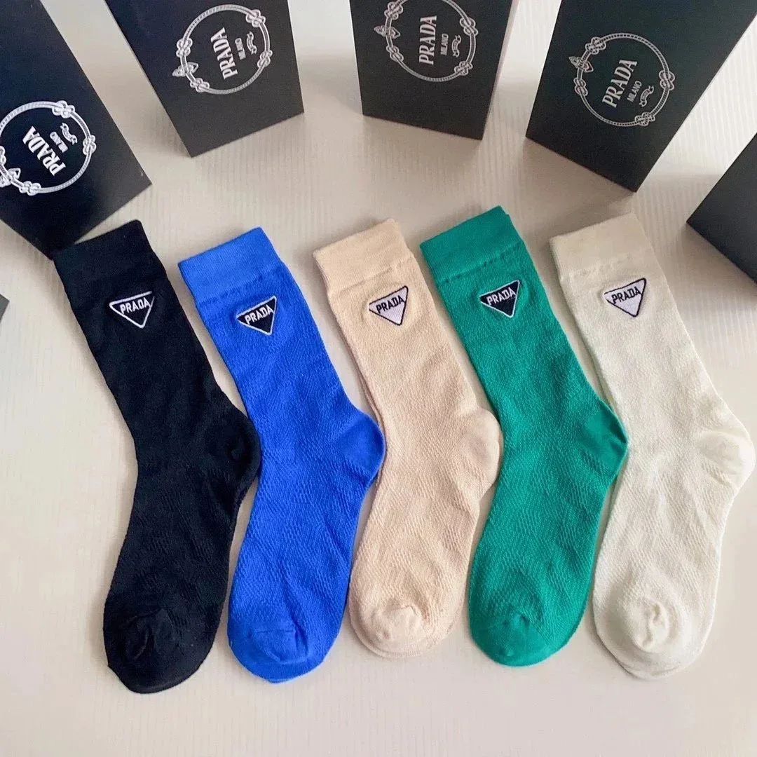Prada Prada Logo Socks in Black, Blue, Beige, Green, White Black - 1