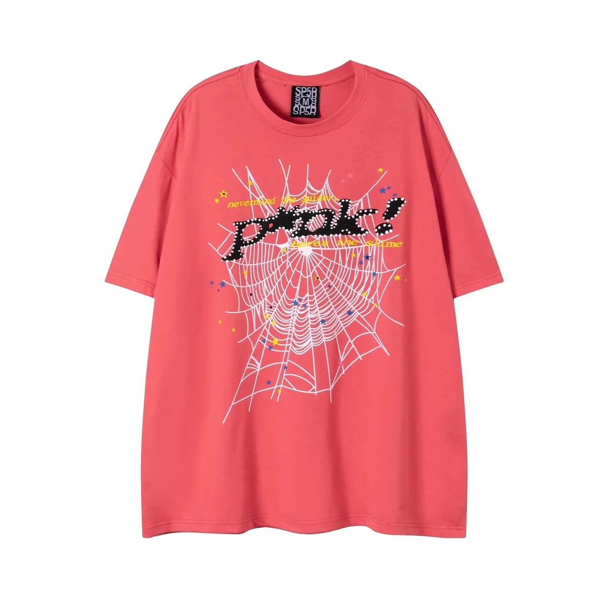 SP5DER SP5DER Spider Pink Web Print Oversized T-Shirt Pink - 1