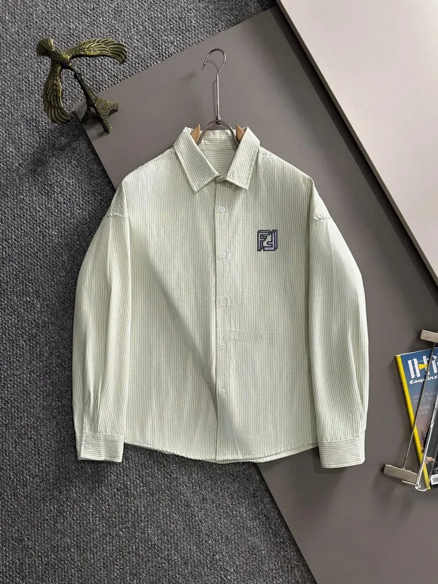 Fendi Fendi FF Logo Light Green Striped Shirt Green - 1